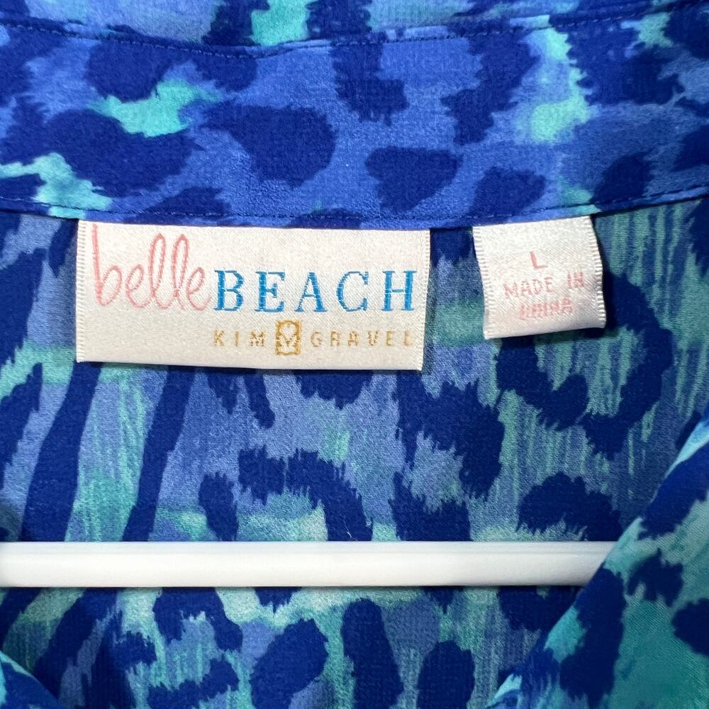 Belle Beach by Kim Gravel Button Front Cover-Up St. Tropez Animal, Large - Picture 3 of 12